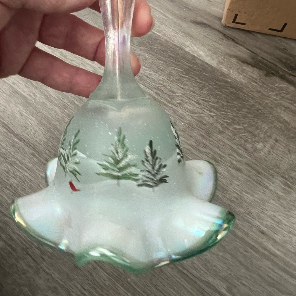 Fenton Glass Bell with Green Fern Design - Picture 16 of 16
